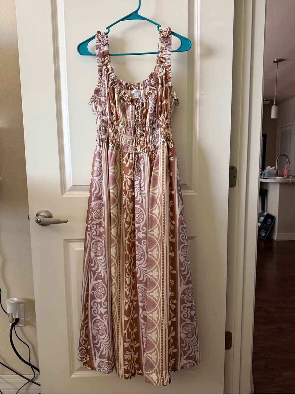 Current Air Floral Striped Sleeveless Maxi Dress in Mauve and Cream NWT